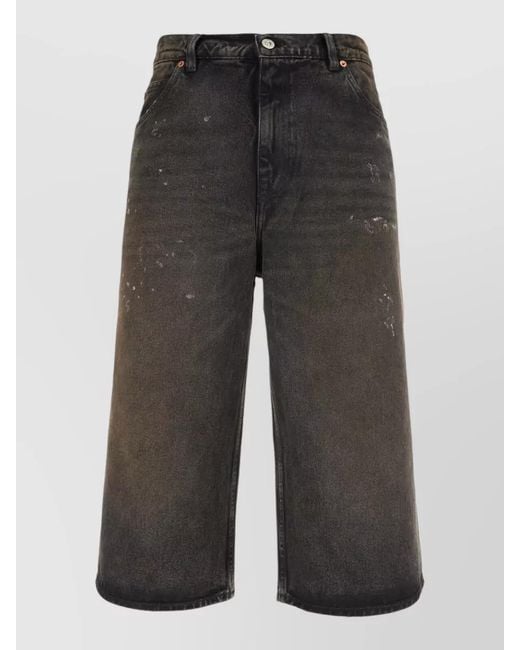 Our Legacy Gray Denim Bermuda Shorts Belt Loops Pockets for men