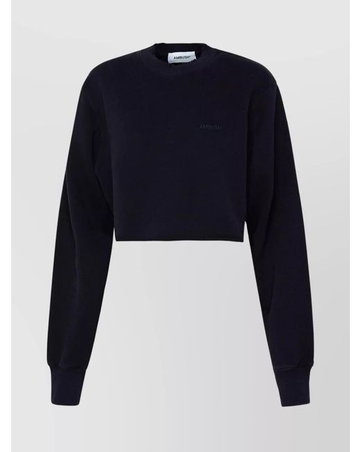 Ambush Blue Ribbed Loose-Fit Cotton Sweatshirt