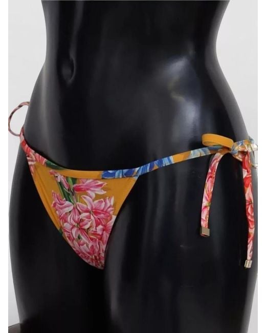 Dolce & Gabbana Yellow Floral-Print Bikini Bottoms