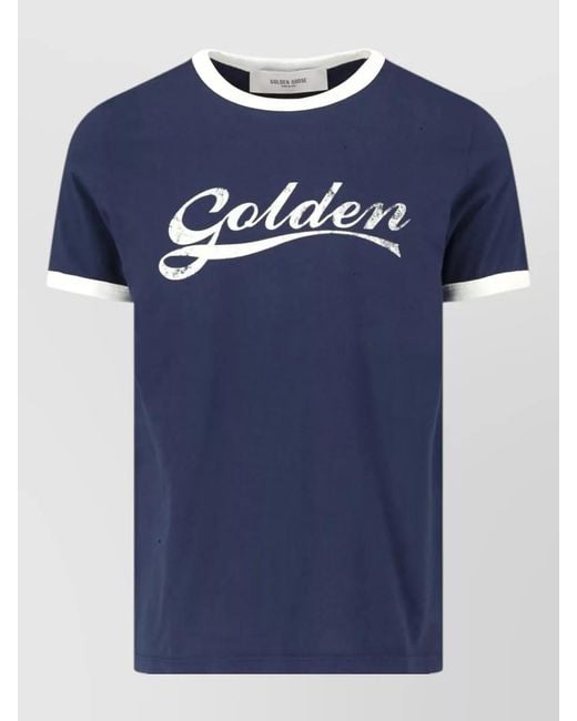 Golden Goose Deluxe Brand Blue Short Sleeves Crew Neck Graphic Print Shirt for men