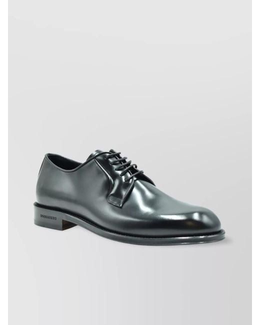 DSquared² Black Leather Derby Shoes for men