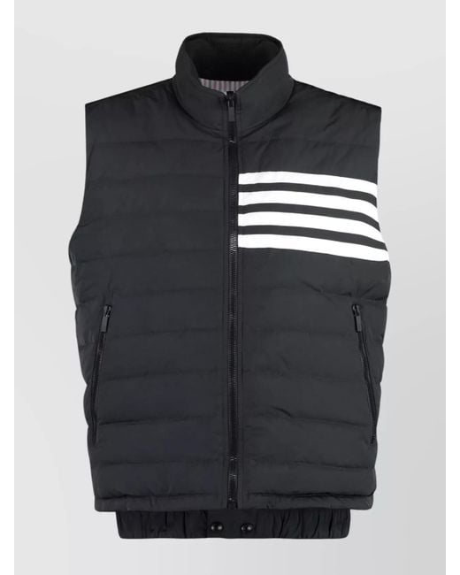 Thom Browne Black Zippered Field Vest Tricolor Detail for men