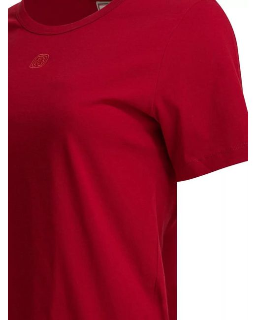 Ines De La Fressange Paris Red Short Sleeve Crew Neck Cotton T Shirt