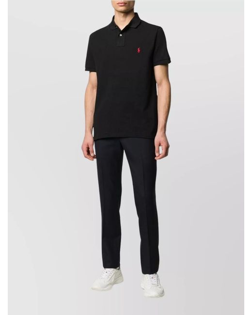 Polo Ralph Lauren Black Cotton Slim Fit Short Sleeve Polo Shirt for men