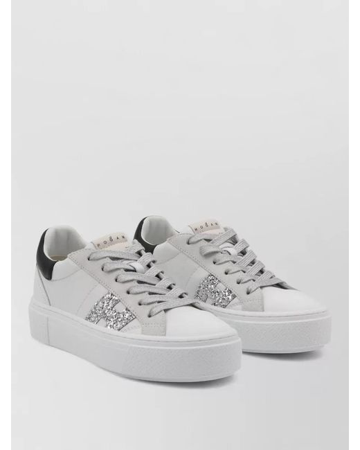 Hogan Multicolor Leather Glitter-Embellished Low-Top Sneakers