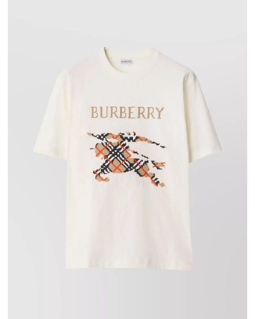 Burberry White Cotton Relaxed-Fit Logo-Embroidered T-Shirt for men
