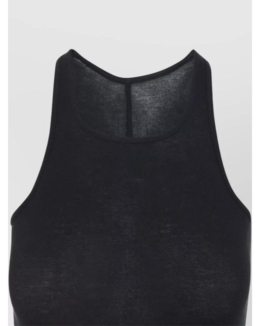 Rick Owens Blue Cotton Ribbed Halterneck Tank Top