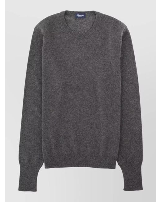 Drumohr Gray Crew Neck Long Sleeve Regular Fit Top for men