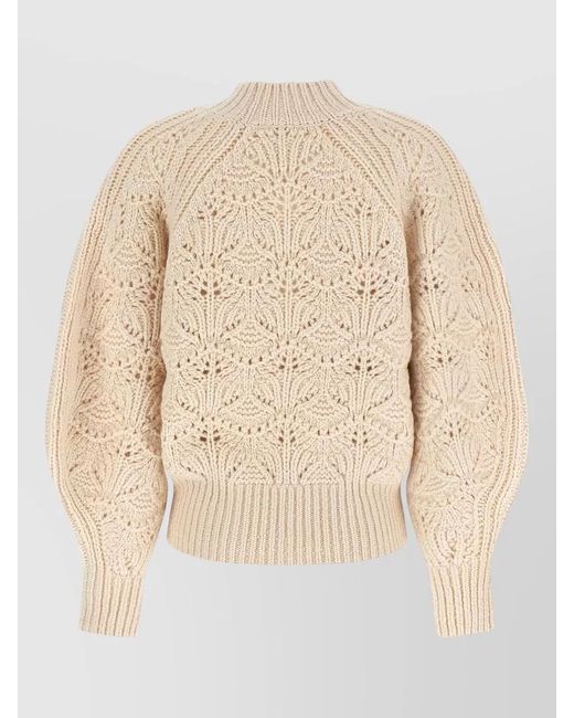 Zimmermann Natural Wool Cable-Knit Turtleneck Sweatshirt