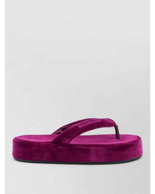 Balenciaga Purple Platform Slides Open Toe Velvet Finish