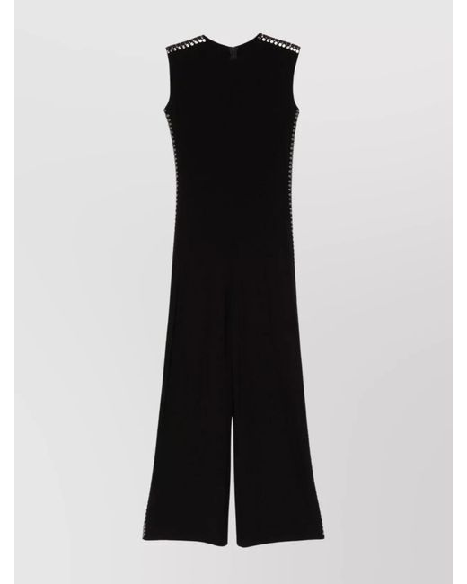 Norma Kamali Black Sleeveless Studded Jumpsuit