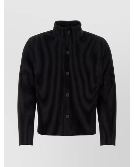 Homme Plissé Issey Miyake Black Pleated Cardigan for men