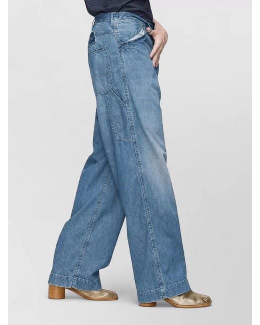 Maison Margiela Blue Denim Wide Leg Jeans Panelled Belt Loops for men