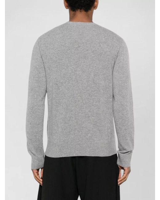 Givenchy Gray Cashmere Wool Logo-Detail Ribbed Crewneck Jumper for men