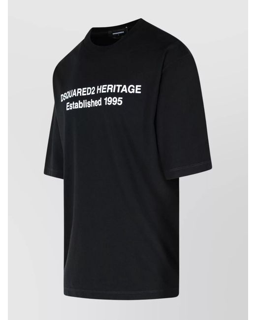 DSquared² Black Logo-Print Cotton Loose-Fit T-Shirt for men