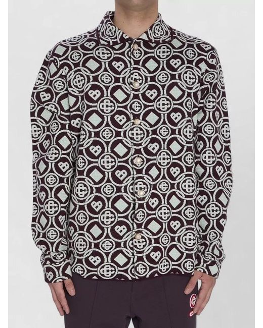 Casablanca Gray Monogram-Patterned Overshirt for men