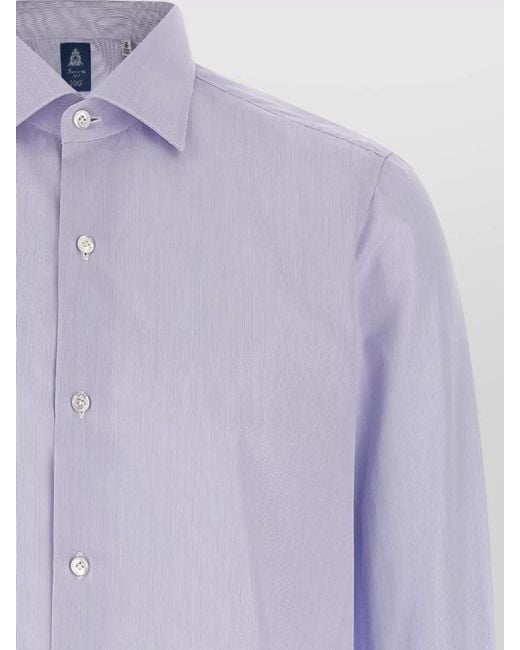 Finamore 1925 Purple Napoli Shirt Button Collar Long Sleeves for men