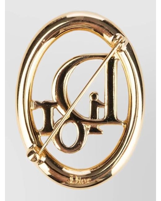 Dior Metallic Signature Metal Finish Brooch Pin Design