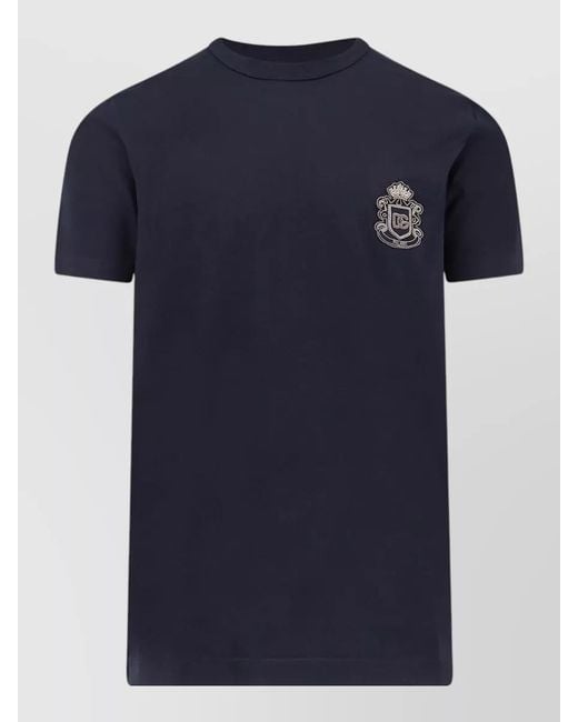 Dolce & Gabbana Blue Cotton Regular-Fit Short-Sleeve Crew-Neck T-Shirt for men