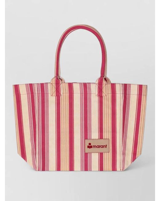 Isabel Marant Pink Beach Bag Striped Pattern Dual Handles