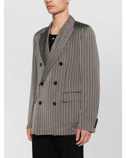 Dries Van Noten Gray Viscose Double-Breasted Blazer for men