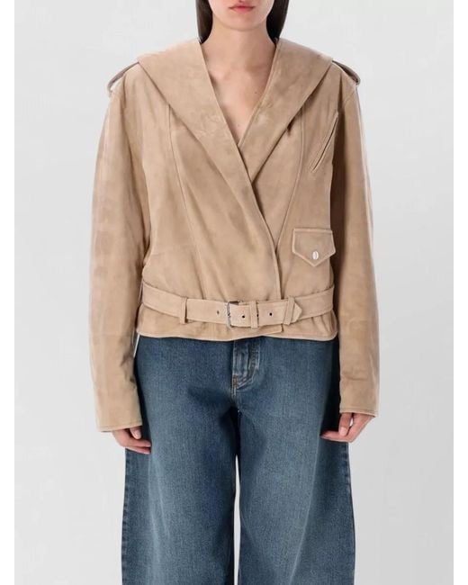 Alaïa Blue Suede Hooded Biker Jacket
