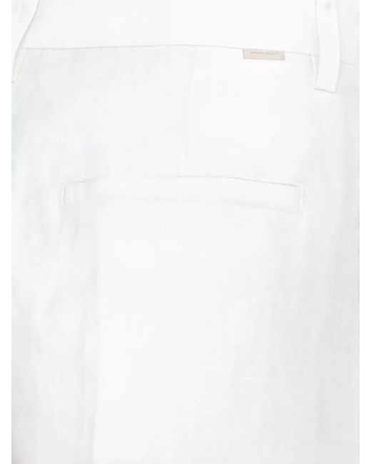 Woolrich Natural Pleated Front Linen Blend Tailored Shorts