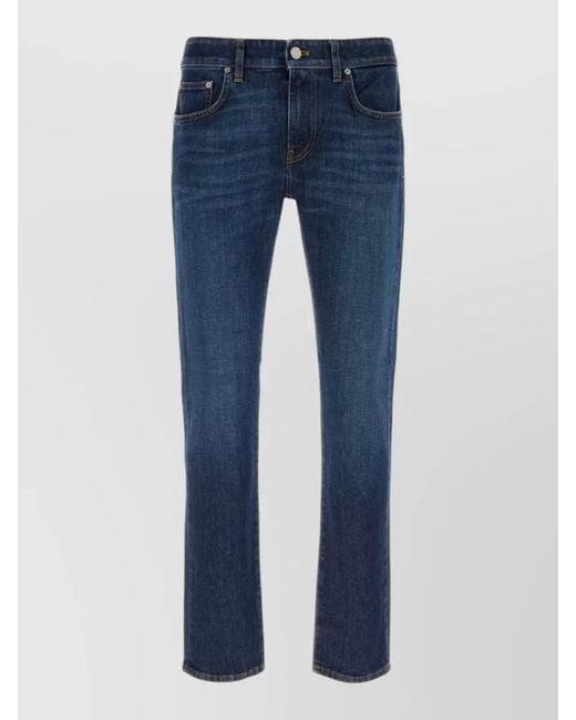 PT Torino Blue Stretch Denim Straight Leg Jeans Five Pockets for men