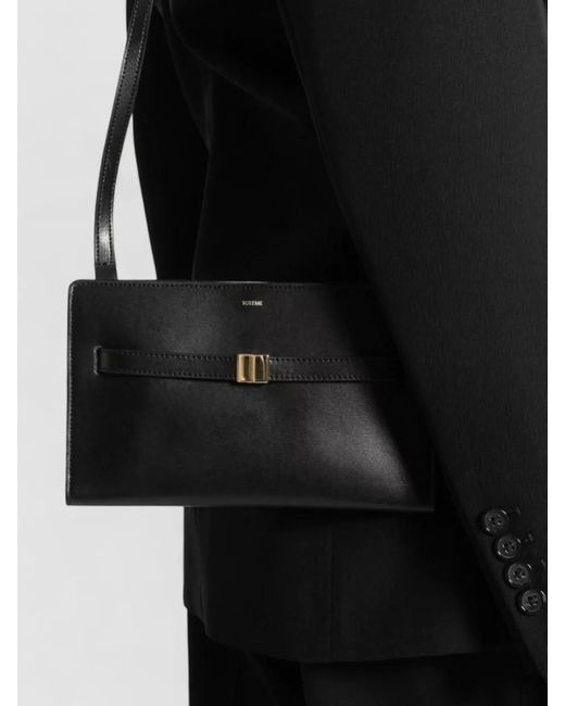 Totême Black Leather Mini Crossbody Bag