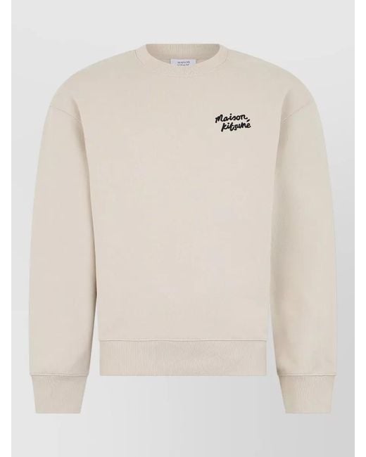 Maison Kitsuné Natural Cotton Crew Neck Sweatshirt Long Sleeves for men