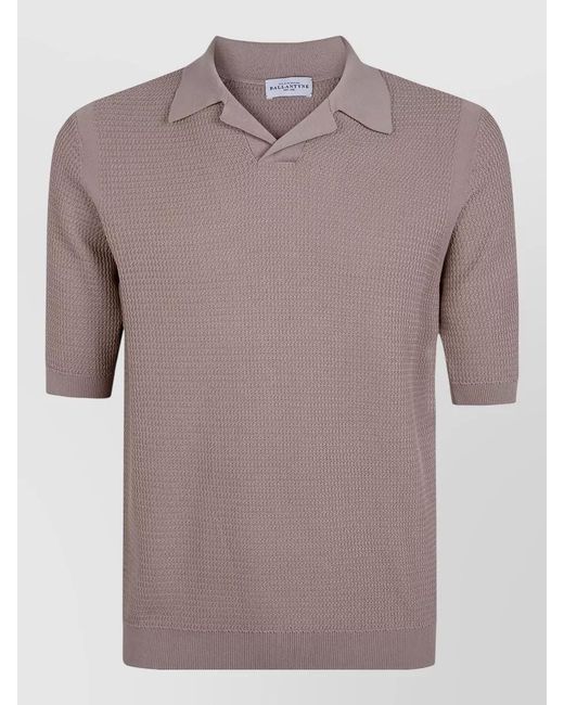 Ballantyne Gray Textured Knit Polo Shirt Ribbed Hem for men
