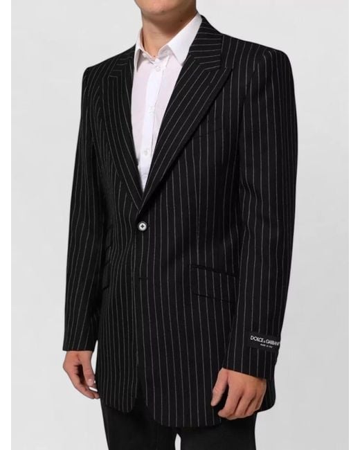 Dolce & Gabbana Black Striped Two Button Suit Jacket Blazer for men