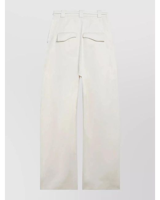 Sportmax White Tailored Trousers Pleated Front Wide Leg