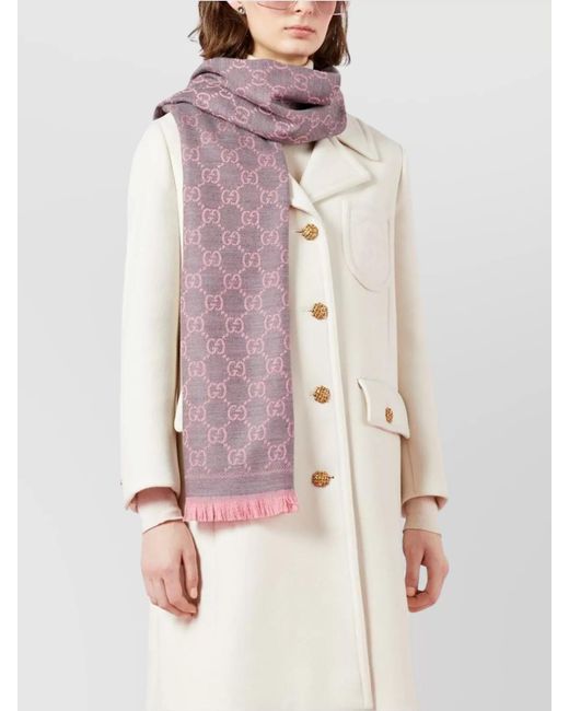 Gucci Purple Gg Wool Scarf