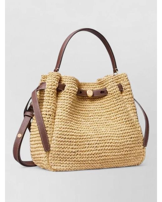 Tory Burch Natural Romy Bucket Tote Bag Crochet Raffia