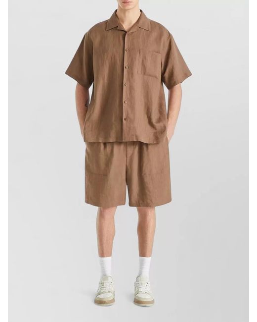 Fendi Brown Linen Bermuda Shorts for men
