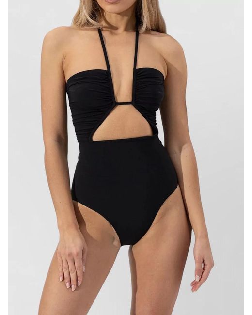 Rick Owens Black Cutout Halterneck Swimsuit