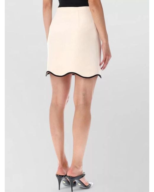 Valentino Garavani White Crepe Couture Mini Skirt Scalloped Hem