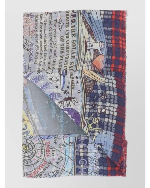 Faliero Sarti Multicolor Carta Celeste Patterned Stole Fringed Edges