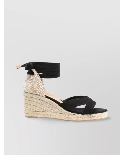 Castaner Black Canvas Espadrille Wedge Sandals