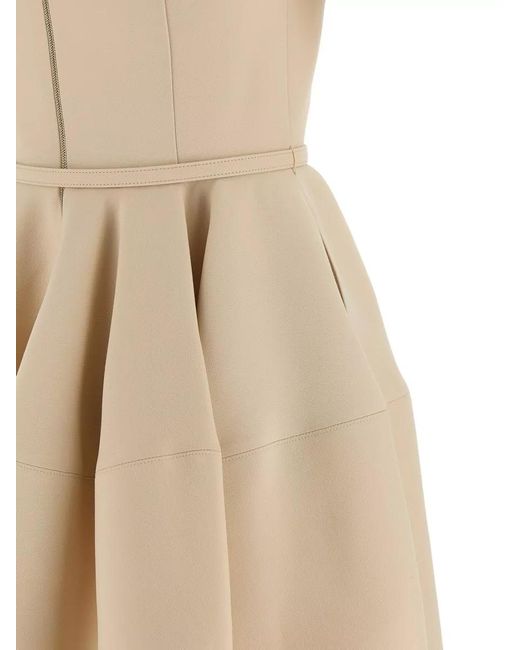 Fendi Natural Silk Wool Knee-Length Dress