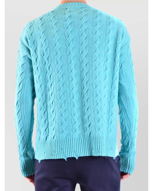 Laneus Blue Cashmere Merino Wool Jumper for men