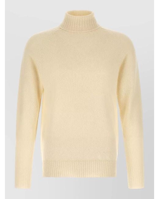 Ma'ry'ya Natural Cashmere Wool Ribbed High Neck Sweater for men