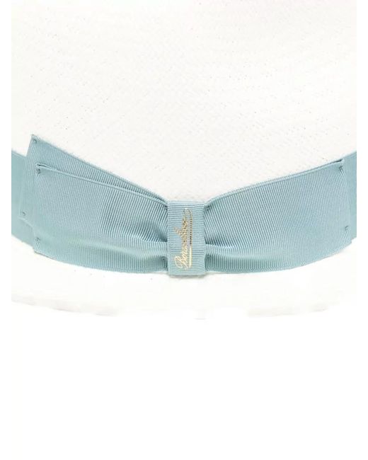 Borsalino White Giulietta Straw Hat Wide Brim Ribbon
