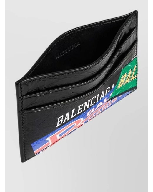 Balenciaga Black Cash Card Holder Textured Finish for men