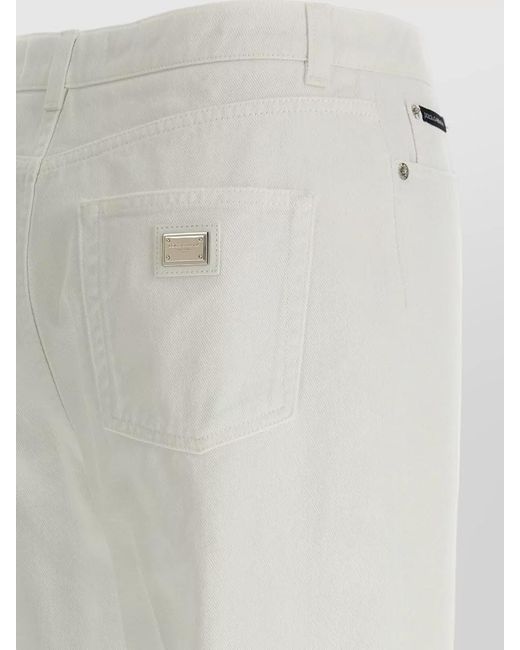Dolce & Gabbana White Denim Wide-Leg Trousers
