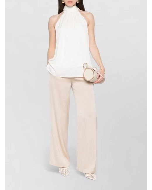 Silk95five Natural Amalfi Trousers Wide Leg Side Pockets
