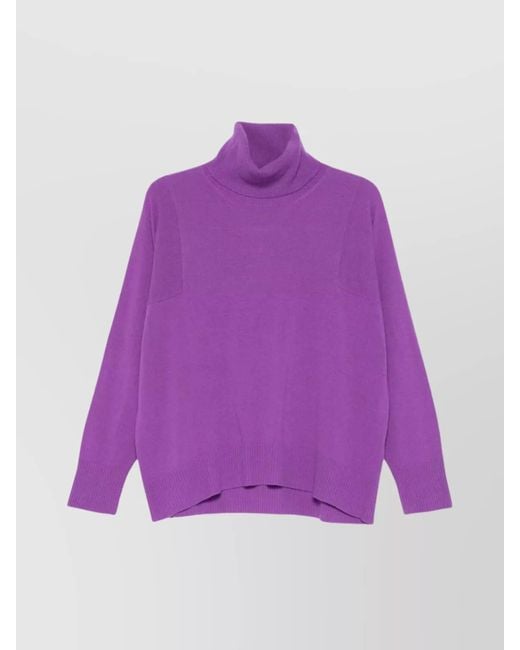 Roberto Collina Purple Relaxed Wool Turtleneck Sweater