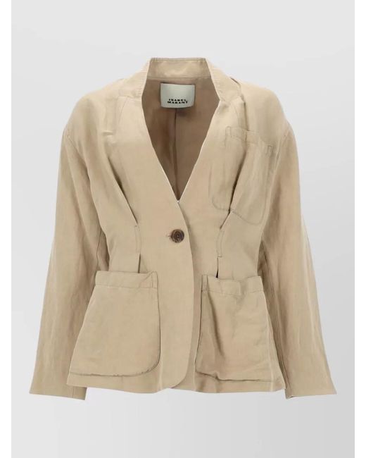 Isabel Marant Natural Soraya Tailored Jacket Notch Lapel Detail