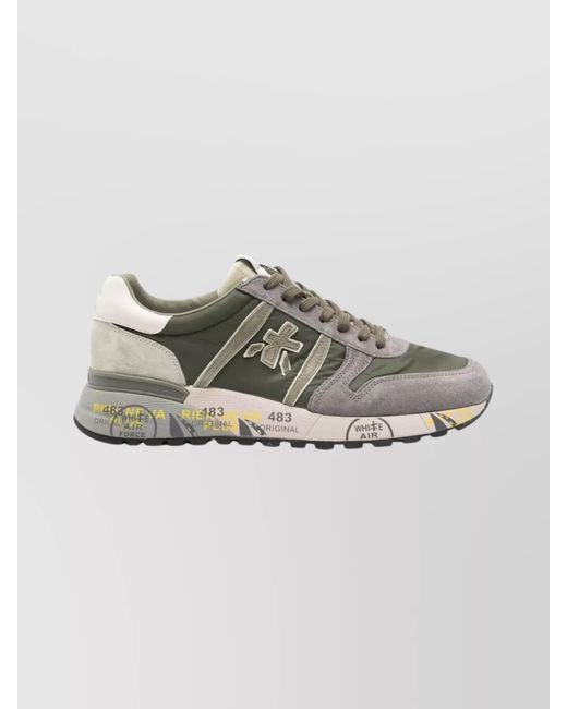 Premiata Gray Low Top Sneakers With Round Toe And Panels for men